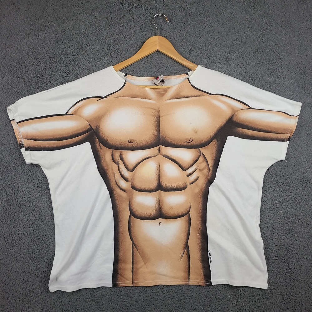 Vintage Body Dreams Muscle Man Novelty T-Shirt Mens XL White Graphic Tee USA